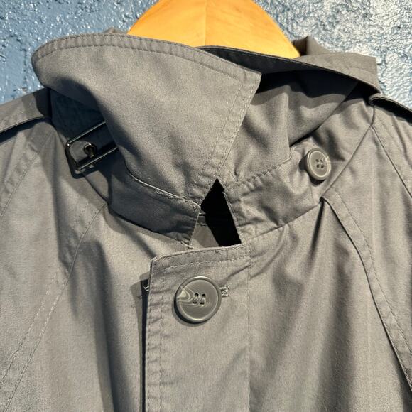 Oleg Cassini Size 38 Regular Gray Trench Coat Removable Lining Vintage - Picture 10 of 16